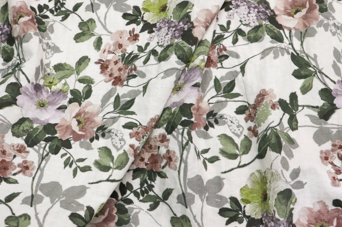 Linen Floral Fabric 06C226