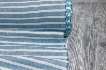 Medium Weight Linen white, blue and turquoise stripes