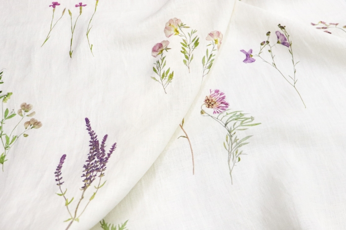 Linen coloured floristry Fabric 