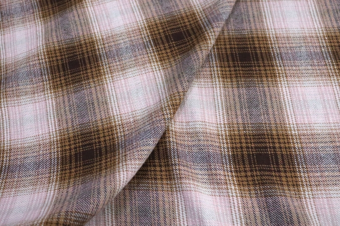Лён  костюмный и интерьерный клетка пье-де-пуль с эффектом мятости