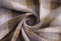 Лён костюмно-плательный клетка пье-де-пуль с эффектом мятости