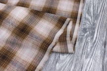 Лён костюмно-плательный клетка пье-де-пуль с эффектом мятости