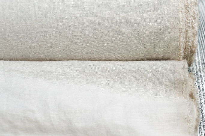 Medium Weight linen with Viscose Stone Washed gray-cream