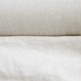 Лён с вискозой плательный серо-кремовый с эффектом мятости