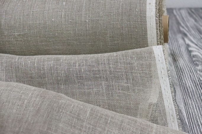 Linen curtain mesh gray unpainted
