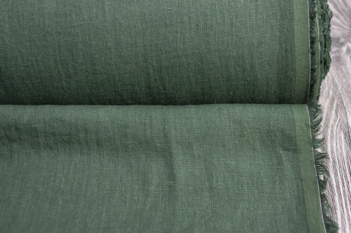 Bottle Green Heavy Washed Linen 260 gsm for Suit & Dress