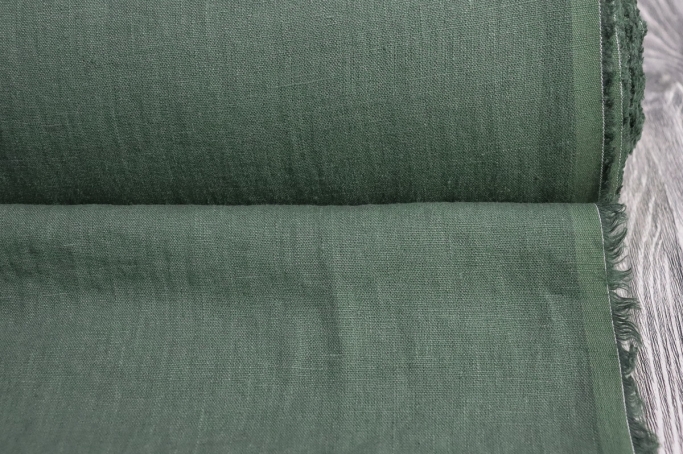 Bottle Green Heavy Washed Linen 260 gsm for Suit & Dress