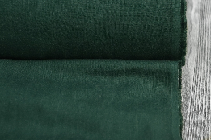 Medium Weight linen with Viscose Stone Washed dark green emerald color